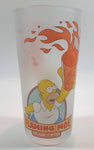 2002 The Simpsons Homer Simpson Flaming Moe Fire Made It Better 6" Tall Frosted Glass Cup