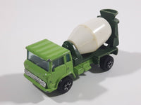 Vintage Yatming Cement Mixer Truck Dark Green Lime Green White Die Cast Toy Car Vehicle