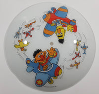 Vintage Jim Henson Productions Sesame Street Bert and Ernie in Airplanes Aviation Themed Glass Ceiling Light Cover Shade