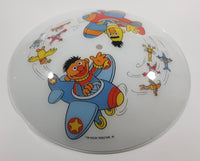 Vintage Jim Henson Productions Sesame Street Bert and Ernie in Airplanes Aviation Themed Glass Ceiling Light Cover Shade