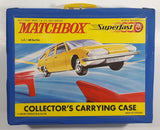 Vintage 1970 Lesney Matchbox Super Fast Light Blue 48 Car Collector's Carrying Case with Yellow BMC Pininfarina Graphics - Missing 2 Trays