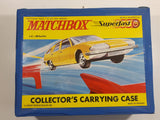 Vintage 1970 Lesney Matchbox Super Fast Light Blue 48 Car Collector's Carrying Case with Yellow BMC Pininfarina Graphics - Missing 2 Trays