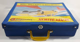 Vintage 1970 Lesney Matchbox Super Fast Light Blue 48 Car Collector's Carrying Case with Yellow BMC Pininfarina Graphics - Missing 2 Trays
