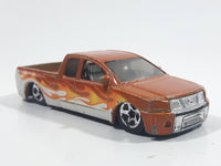 2007 Hot Wheels Hot Trucks Nissan Titan Metaflake Orange Die Cast Toy Lowrider Truck Vehicle