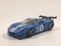 2009 Hot Wheels Ford GT LM Satin Blue Die Cast Toy Car Vehicle