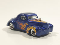 2016 Hot Wheels HW Flames Custom '41 Willys Coupe Metalflake Dark Blue Die Cast Toy Car Vehicle