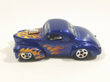 2016 Hot Wheels HW Flames Custom '41 Willys Coupe Metalflake Dark Blue Die Cast Toy Car Vehicle