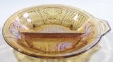 Vintage Indiana Orange Amber Iridescent Rainbow Gold 7 1/2" Diameter Carnival Glass Split Candy Dish
