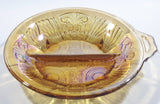 Vintage Indiana Orange Amber Iridescent Rainbow Gold 7 1/2" Diameter Carnival Glass Split Candy Dish