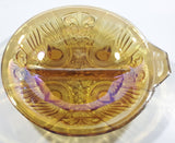 Vintage Indiana Orange Amber Iridescent Rainbow Gold 7 1/2" Diameter Carnival Glass Split Candy Dish
