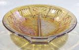 Vintage Indiana Orange Amber Iridescent Rainbow Gold 7 1/2" Diameter Carnival Glass Split Candy Dish