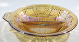 Vintage Indiana Orange Amber Iridescent Rainbow Gold 7 1/2" Diameter Carnival Glass Split Candy Dish
