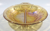 Vintage Indiana Orange Amber Iridescent Rainbow Gold 7 1/2" Diameter Carnival Glass Split Candy Dish