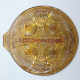 Vintage Indiana Orange Amber Iridescent Rainbow Gold 7 1/2" Diameter Carnival Glass Split Candy Dish