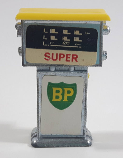 Vintage 1960s Corgi or Dinky Style British Petroleum BP Super Yellow Topped Miniature Die Cast Metal Gasoline Gas Pump Gas Station Toy - No Hose