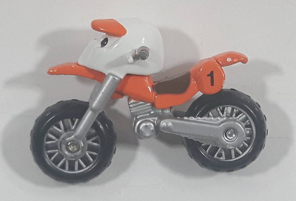 2002 Maisto Tonka Hasbro Dirt Bike #1 Orange and White Die Cast Toy Car Vehicle