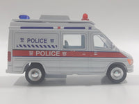 Carven No. T326 Police 0220 Van White Pullback Friction Motorized Die Cast Toy Car Vehicle with Opening Rear Doors - Needs Repair