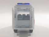 Carven No. T326 Police 0220 Van White Pullback Friction Motorized Die Cast Toy Car Vehicle with Opening Rear Doors - Needs Repair