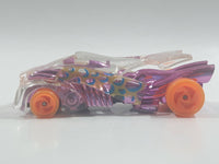 1994 Hot Wheels Top Speed Road Vac Clear with Pink Chrome Plastic Die Cast Toy Car Vehicle with Hook Bottom