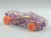 1994 Hot Wheels Top Speed Road Vac Clear with Pink Chrome Plastic Die Cast Toy Car Vehicle with Hook Bottom