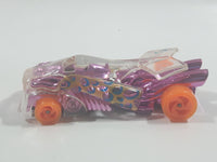 1994 Hot Wheels Top Speed Road Vac Clear with Pink Chrome Plastic Die Cast Toy Car Vehicle with Hook Bottom