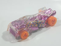 1994 Hot Wheels Top Speed Road Vac Clear with Pink Chrome Plastic Die Cast Toy Car Vehicle with Hook Bottom