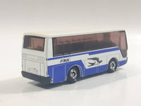 1988 Tomy Tomica No. 41 Isuzu Super Hi-Decker Bus "Jr Bus" White and Blue 1/145 Scale Die Cast Toy Car Vehicle