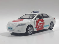 Ultra Rare Welly No. 42391 Toyota Camry Pizza Hut Cinnabon White 4 3/4" Pullback Motorized Friction 1/40 Scale Die Cast Toy Car Vehicle with Opening Doors