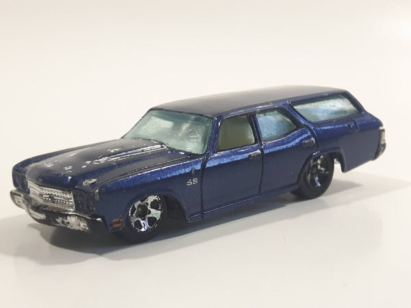 2009 Hot Wheels 1970 Chevrolet Chevelle SS Wagon Blue Die Cast Toy Car Vehicle