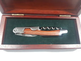 Wood Handle Wine Multi Tool Corkscrew Bottle Opener Knife in Wooden Case