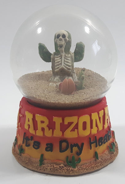 Arizona It's A Dry Heat! Skeleton Cactus Desert Themed 3 1/2" Sand Filled Snow Globe