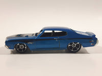 2010 Hot Wheels Muscle Mania '70 Buick GSX Dark Electric Blue Die Cast Toy Car Vehicle - Missing Windows