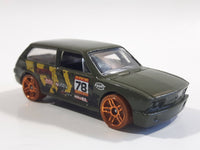 2013 Hot Wheels Jungle Rally Volkswagen Brasilia Dark Olive Green Die Cast Toy Car Vehicle