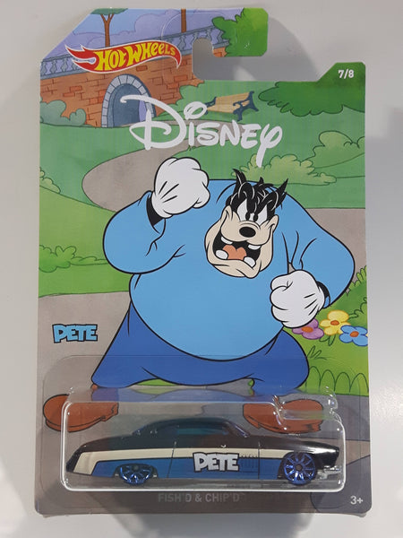 2018 Hot Wheels Disney Mickey & Friends Pete Fish'd & Chip'd Black Die Cast Toy Car Vehicle - New in Package Sealed