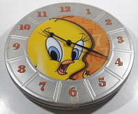 Rare 1998 Warner Bros. Looney Tunes Tweety Bird Tin Metal Movie Film Canister Shaped 11" Diameter Clock