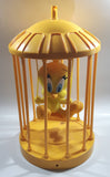 1998 Play By Play Warner Bros. Looney Tunes Tweety Bird Stuffed Plushy on Swing Singing and Talking in 13" Tall Plastic Yellow Cage - Not Working