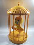 1998 Play By Play Warner Bros. Looney Tunes Tweety Bird Stuffed Plushy on Swing Singing and Talking in 13" Tall Plastic Yellow Cage - Not Working