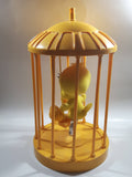 1998 Play By Play Warner Bros. Looney Tunes Tweety Bird Stuffed Plushy on Swing Singing and Talking in 13" Tall Plastic Yellow Cage - Not Working