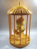 1998 Play By Play Warner Bros. Looney Tunes Tweety Bird Stuffed Plushy on Swing Singing and Talking in 13" Tall Plastic Yellow Cage - Not Working