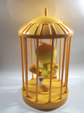 1998 Play By Play Warner Bros. Looney Tunes Tweety Bird Stuffed Plushy on Swing Singing and Talking in 13" Tall Plastic Yellow Cage - Not Working