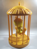 1998 Play By Play Warner Bros. Looney Tunes Tweety Bird Stuffed Plushy on Swing Singing and Talking in 13" Tall Plastic Yellow Cage - Not Working