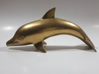 Dolphin Sculpture 8 1/2" Solid Brass Metal