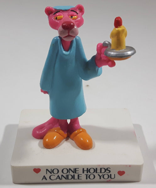 1989 United Artists Pictures Pink Panther in Night Gown "No One Holds A Candle To You" 3 1/2" Tall Plastic Figure on Stand