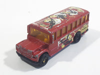 2002 Hot Wheels HW Side Show School Bus Dark Red Die Cast Toy Car Vehicle