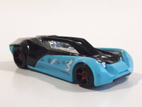 2014 Hot Wheels Super Loop Chase Race Split Vision Black and Light Blue #3 Die Cast Toy Race Car Vehicle