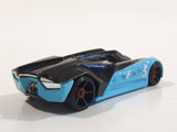 2014 Hot Wheels Super Loop Chase Race Split Vision Black and Light Blue #3 Die Cast Toy Race Car Vehicle