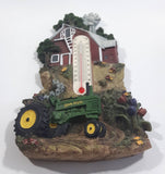 John Deere Tractor, Barn, Windmill Farm Scene Resin Thermometer