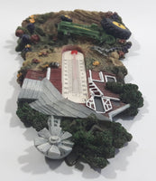 John Deere Tractor, Barn, Windmill Farm Scene Resin Thermometer