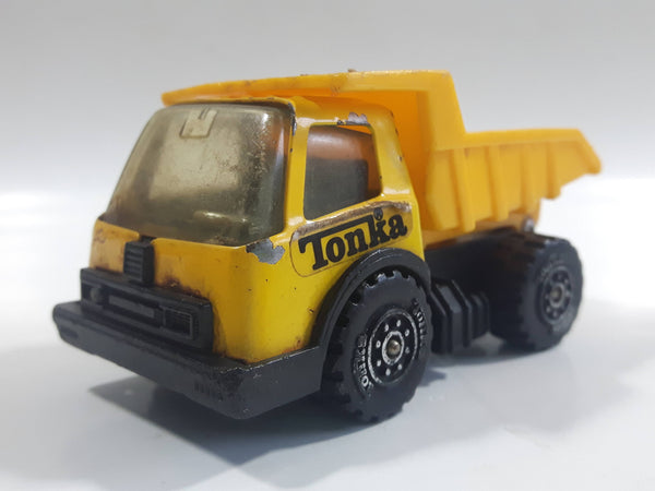 Vintage 1970s Tonka Dump Truck Yellow Pressed Steel Die Cast Toy Car Construction Equipment Vehicle - Made in Hong Kong