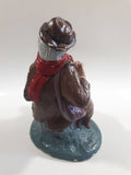 Vintage Naturecraft Mold "Naughty Naughty" Man Sitting On Wall with Brown Dog Chalkware Sculpture 7 3/4" Tall